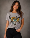 Women’s Western Bull Skull Graphic T Shirt