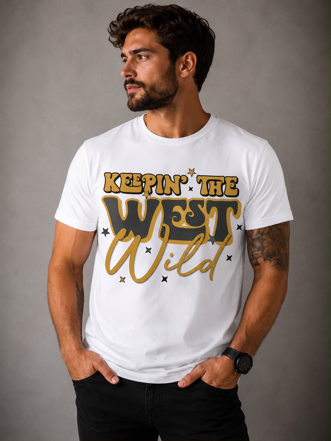 Men’s Western Wild Graphic T Shirt
